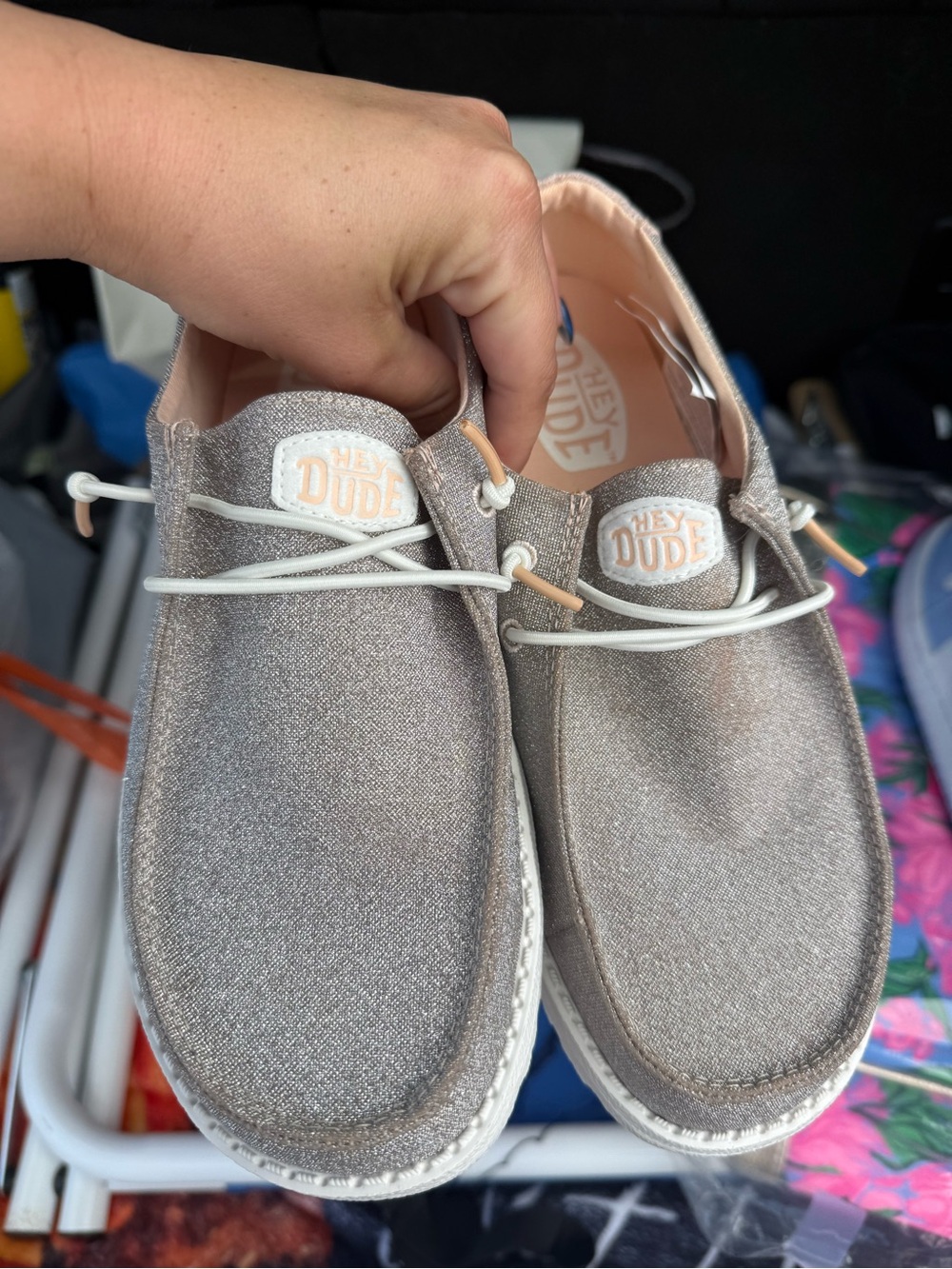 Hey Dude Shimmery Taupe Slip-On Sneakers